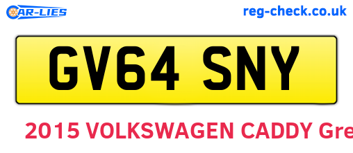 GV64SNY are the vehicle registration plates.