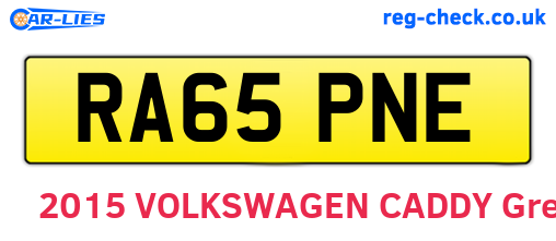 RA65PNE are the vehicle registration plates.
