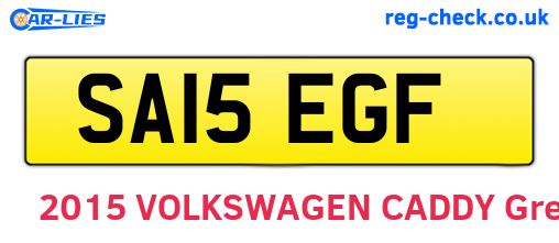 SA15EGF are the vehicle registration plates.