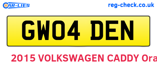 GW04DEN are the vehicle registration plates.