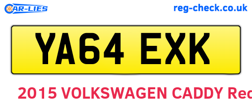 YA64EXK are the vehicle registration plates.