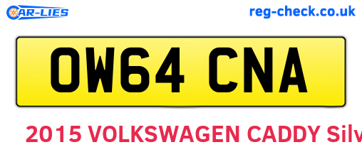 OW64CNA are the vehicle registration plates.