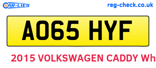 AO65HYF are the vehicle registration plates.