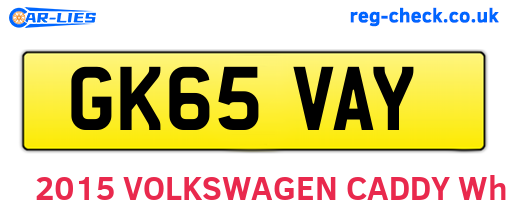GK65VAY are the vehicle registration plates.