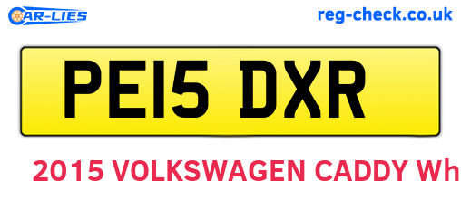 PE15DXR are the vehicle registration plates.