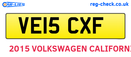 VE15CXF are the vehicle registration plates.