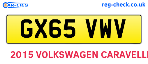 GX65VWV are the vehicle registration plates.