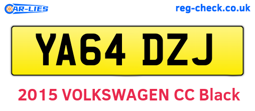 YA64DZJ are the vehicle registration plates.