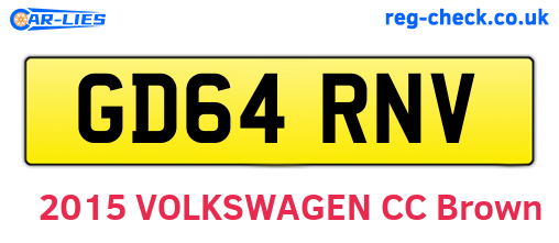 GD64RNV are the vehicle registration plates.