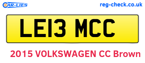 LE13MCC are the vehicle registration plates.