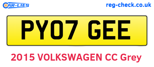 PY07GEE are the vehicle registration plates.