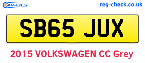 SB65JUX are the vehicle registration plates.