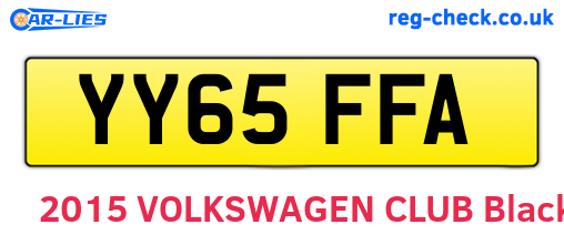 YY65FFA are the vehicle registration plates.