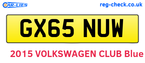 GX65NUW are the vehicle registration plates.