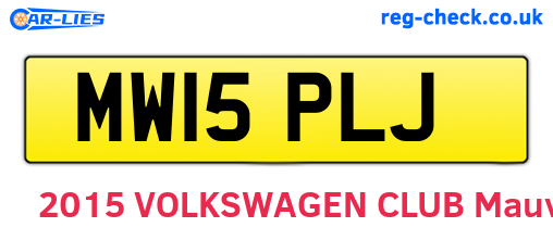 MW15PLJ are the vehicle registration plates.