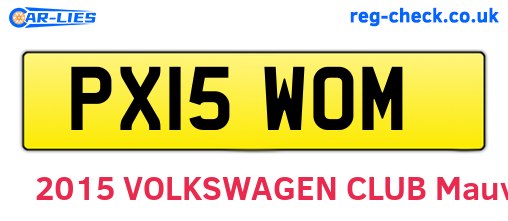 PX15WOM are the vehicle registration plates.