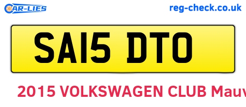 SA15DTO are the vehicle registration plates.