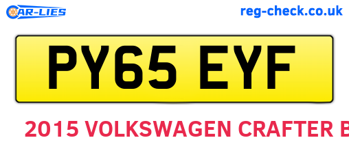 PY65EYF are the vehicle registration plates.