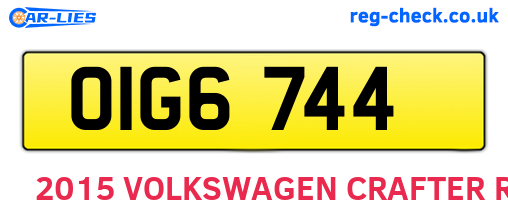 OIG6744 are the vehicle registration plates.
