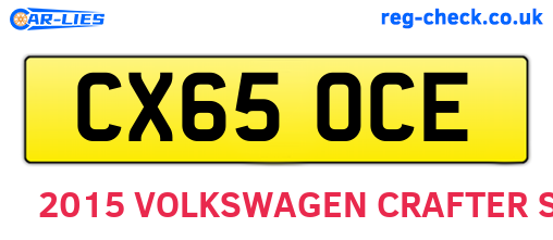 CX65OCE are the vehicle registration plates.