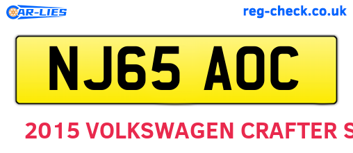 NJ65AOC are the vehicle registration plates.