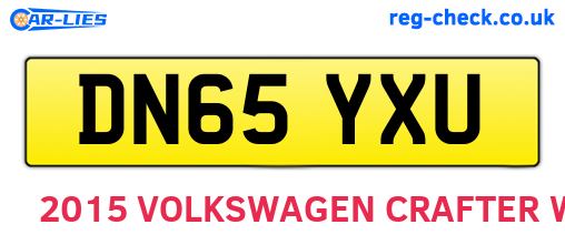 DN65YXU are the vehicle registration plates.