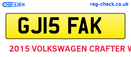 GJ15FAK are the vehicle registration plates.