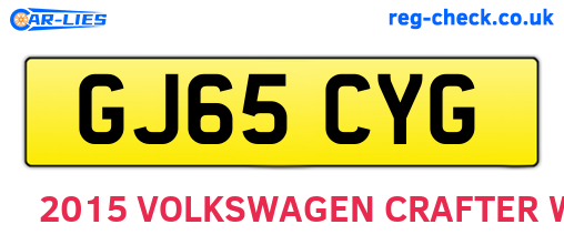 GJ65CYG are the vehicle registration plates.