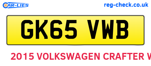 GK65VWB are the vehicle registration plates.