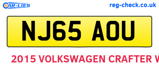 NJ65AOU are the vehicle registration plates.