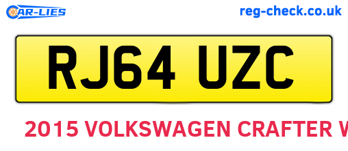 RJ64UZC are the vehicle registration plates.