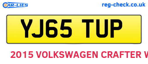 YJ65TUP are the vehicle registration plates.