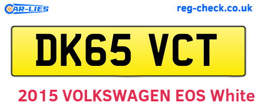 DK65VCT are the vehicle registration plates.