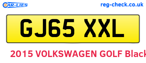 GJ65XXL are the vehicle registration plates.