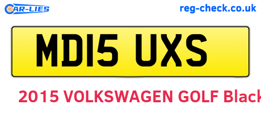 MD15UXS are the vehicle registration plates.