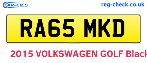 RA65MKD are the vehicle registration plates.