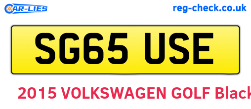 SG65USE are the vehicle registration plates.