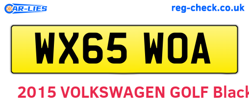 WX65WOA are the vehicle registration plates.