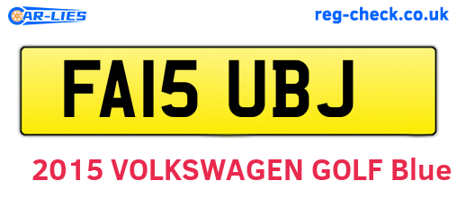 FA15UBJ are the vehicle registration plates.