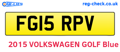 FG15RPV are the vehicle registration plates.