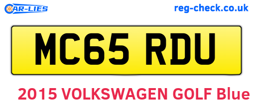 MC65RDU are the vehicle registration plates.