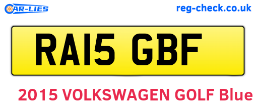 RA15GBF are the vehicle registration plates.
