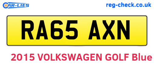 RA65AXN are the vehicle registration plates.