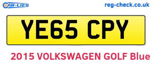 YE65CPY are the vehicle registration plates.
