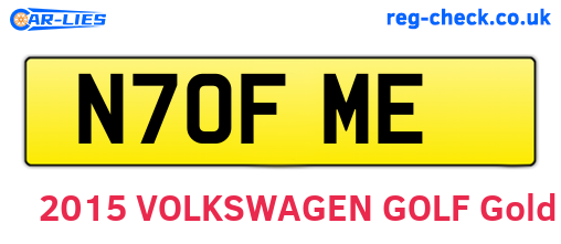 N70FME are the vehicle registration plates.