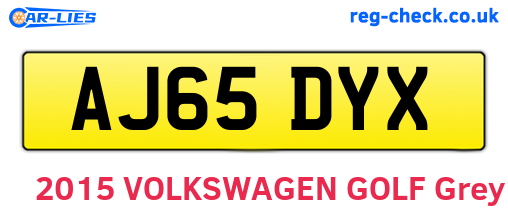 AJ65DYX are the vehicle registration plates.