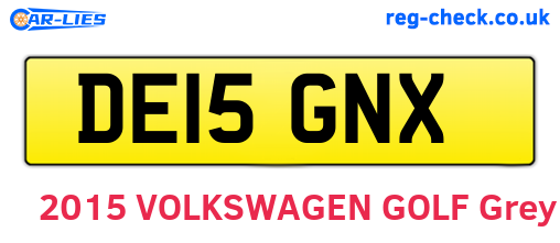 DE15GNX are the vehicle registration plates.