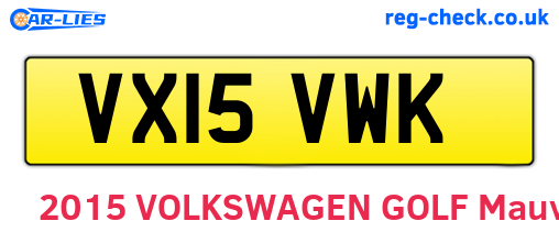 VX15VWK are the vehicle registration plates.