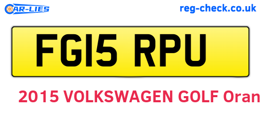 FG15RPU are the vehicle registration plates.