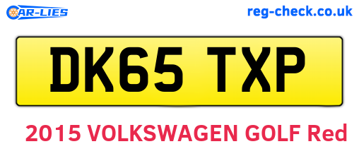 DK65TXP are the vehicle registration plates.